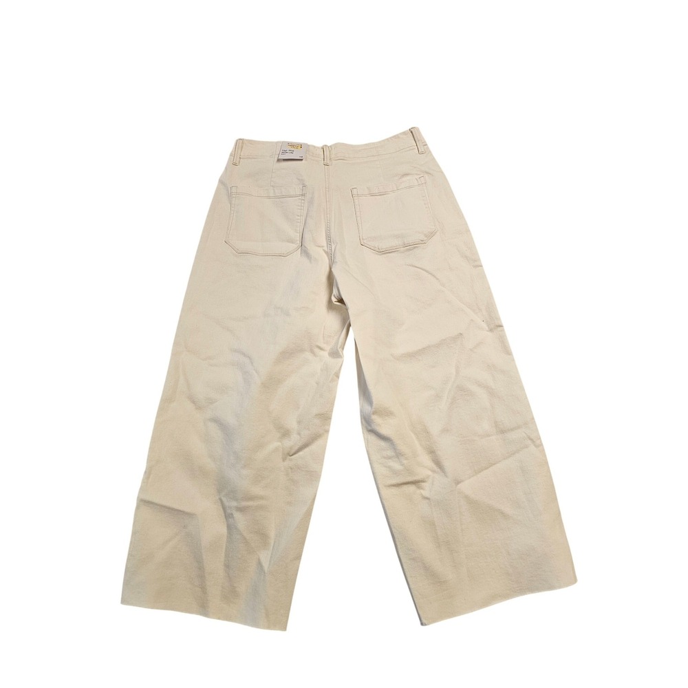 Sonoma Goods For Life Cream High Rise Wide Leg Raw Hem Pants Size 16